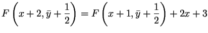 $\displaystyle F\left(x+2,\bar{y}+\frac12\right)=F\left(x+1,\bar{y}+\frac12\right)+2x+3$