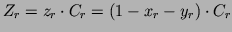 $ Z_r=z_r\cdot C_r=(1-x_r-y_r)\cdot C_r$