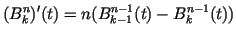 $ (B_k^n)'(t)=n(B_{k-1}^{n-1}(t)-B_k^{n-1}(t))$