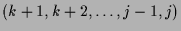 $\displaystyle (k+1,k+2,\dots,j-1,j)$