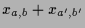 $\displaystyle x_{a,b}+x_{a',b'}$