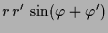 $\displaystyle r\,r'\,\sin(\varphi +\varphi ')$