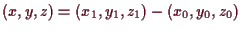 \bgroup\color{demo}$ (x,y,z)=(x_1,y_1,z_1)-(x_0,y_0,z_0)$\egroup