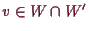 \bgroup\color{demo}$ v\in W\cap W'$\egroup