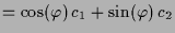 $\displaystyle =\cos(\varphi )\,c_1+\sin(\varphi )\,c_2$