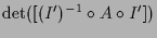 $\displaystyle \det([(I')^{-1}\o A\o I'])$