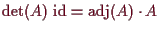 \bgroup\color{demo}$\displaystyle \det(A)\,\operatorname{id}= \operatorname{adj}(A)\cdot A
$\egroup