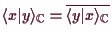 \bgroup\color{demo}$ \langle x\vert y\rangle_\mathbb{C}=\overline{\langle y\vert x\rangle_\mathbb{C}}$\egroup