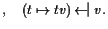 $\displaystyle ,\quad (t\mapsto tv) \DOTSB\kern.2em\setbox0=\hbox{$\leftarrow$\kern-.15em\raise0.1ex\hbox{$\vert$}}\box0 \kern.3emv.$