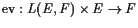 $ \operatorname{ev}:L(E,F)\times E\to F$