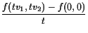 $\displaystyle \frac{f(t v_1,t v_2) - f(0,0)}{t}$