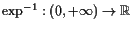 $ \exp^{-1}:(0,+{\infty})\to\mathbb{R}$