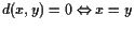 $ d(x,y)=0\Leftrightarrow x=y$