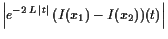 $\displaystyle \Bigl\vert e^{-2 L \vert t\vert} (I(x_1)-I(x_2))(t)\Bigr\vert$