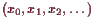 \bgroup\color{demo}$ (x_0,x_1,x_2,\dots)$\egroup