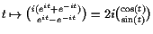 $ t\mapsto \binom{i(e^{it}+e^{-it})}{e^{it}-e^{-it}}=2i\binom{\cos(t)}{\sin(t)}$