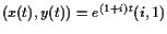 $ (x(t),y(t))=e^{(1+i)t}(i,1)$