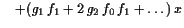 $\displaystyle \quad +(g_1 f_1+ 2 g_2 f_0 f_1+\dots) x$