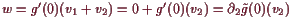 \bgroup\color{demo}$ w=g'(0)(v_1+v_2) =0+g'(0)(v_2)=\d _2 \tilde g(0)(v_2)$\egroup