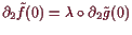 \bgroup\color{demo}$ \d _2 \tilde f(0) = \lambda \o\d _2 \tilde g(0)$\egroup