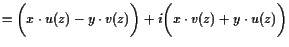 $\displaystyle = \biggl(x\cdot u(z) - y\cdot v(z)\biggr) + i\biggl(x\cdot v(z)+y\cdot u(z)\biggr)$