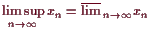 \bgroup\color{demo}$\displaystyle \limsup_{n\to{\infty}}x_n=\varlimsup_{n\to{\infty}}x_n
$\egroup
