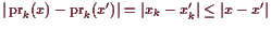 \bgroup\color{demo}$ \vert\operatorname{pr}_k(x)-\operatorname{pr}_k(x')\vert=\vert x_k-x'_k\vert\leq \vert x-x'\vert$\egroup