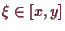 \bgroup\color{demo}$ \xi \in[x,y]$\egroup
