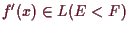 \bgroup\color{demo}$ f'(x)\in L(E<F)$\egroup