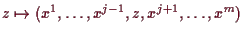 \bgroup\color{demo}$ z\mapsto (x^1,\dots,x^{j-1},z,x^{j+1},\dots,x^m)$\egroup
