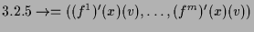 $\displaystyle \ifpdf=\else\AMSoverset{3.2.5}\to =\fi ((f^1)'(x)(v),\dots, (f^m)'(x)(v))$