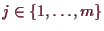 \bgroup\color{demo}$ j\in\{1,\dots,m\}$\egroup