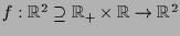 $ f:\mathbb{R}^2\supseteq \mathbb{R}_+\times \mathbb{R}\to \mathbb{R}^2$