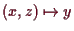 \bgroup\color{demo}$ (x,z)\mapsto y$\egroup