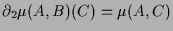 $ \d _2\mu (A,B)(C)=\mu(A,C)$