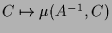 $ C\mapsto \mu(A^{-1},C)$