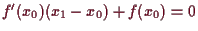 \bgroup\color{demo}$ f'(x_0)(x_1-x_0)+f(x_0)=0$\egroup