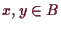 \bgroup\color{demo}$ x,y\in B$\egroup
