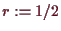 \bgroup\color{demo}$ r:=1/2$\egroup