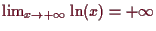 \bgroup\color{demo}$ \lim_{x\to+{\infty}}\ln(x)=+{\infty}$\egroup