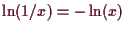 \bgroup\color{demo}$ \ln(1/x)=-\ln(x)$\egroup