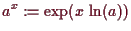 \bgroup\color{demo}$\displaystyle a^x := \exp(x\,\ln(a))$\egroup