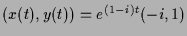$ (x(t),y(t))=e^{(1-i)t}(-i,1)$