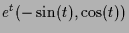 $ e^t(-\sin(t),\cos(t))$