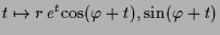 $ t\mapsto r\,e^t{\cos(\varphi +t),\sin(\varphi +t)}$