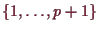 \bgroup\color{demo}$ \{1,\dots,p+1\}$\egroup