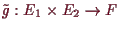 \bgroup\color{demo}$ \tilde g:E_1\times E_2\to F$\egroup
