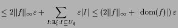 $\displaystyle \leq 2\Vert f\Vert _{\infty}\varepsilon + \sum_{I:\exists\xi :I\s...
...rt \leq (2\Vert f\Vert _{\infty}+ \vert\operatorname{dom}(f)\vert)\,\varepsilon$