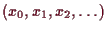 \bgroup\color{demo}$ (x_0,x_1,x_2,\dots)$\egroup