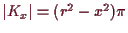 \bgroup\color{demo}$ \vert K_x\vert = (r^2-x^2)\pi$\egroup